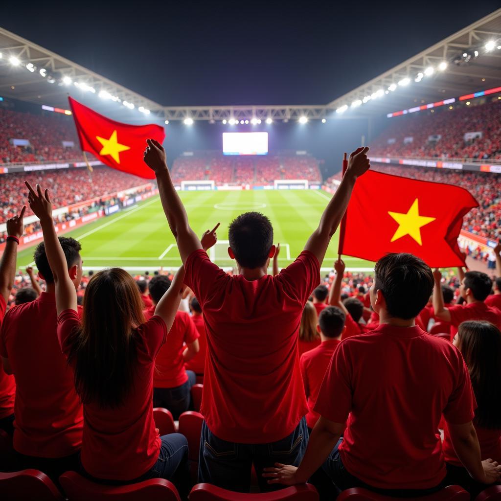 Vietnamese football fans celebrating a victory