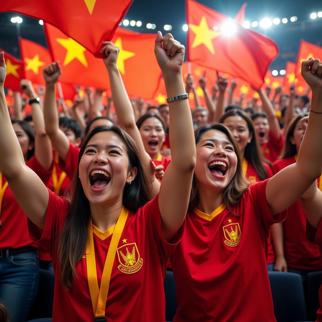 Vietnamese football fans celebrating