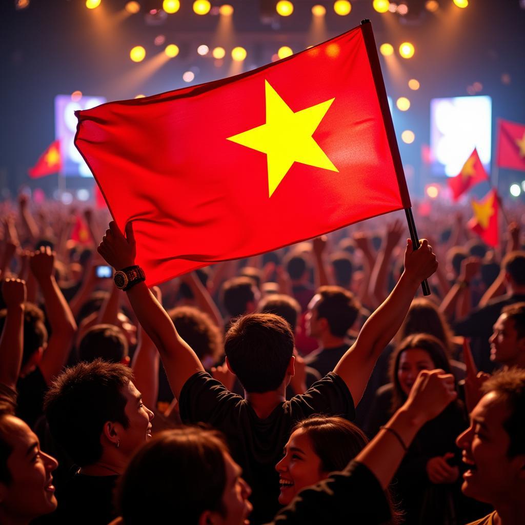 Vietnamese fans celebrate at a music festival, united by their love for the artists and the shared experience.