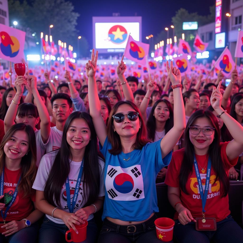 Vietnamese fans gathering for a K-Pop event in Hanoi