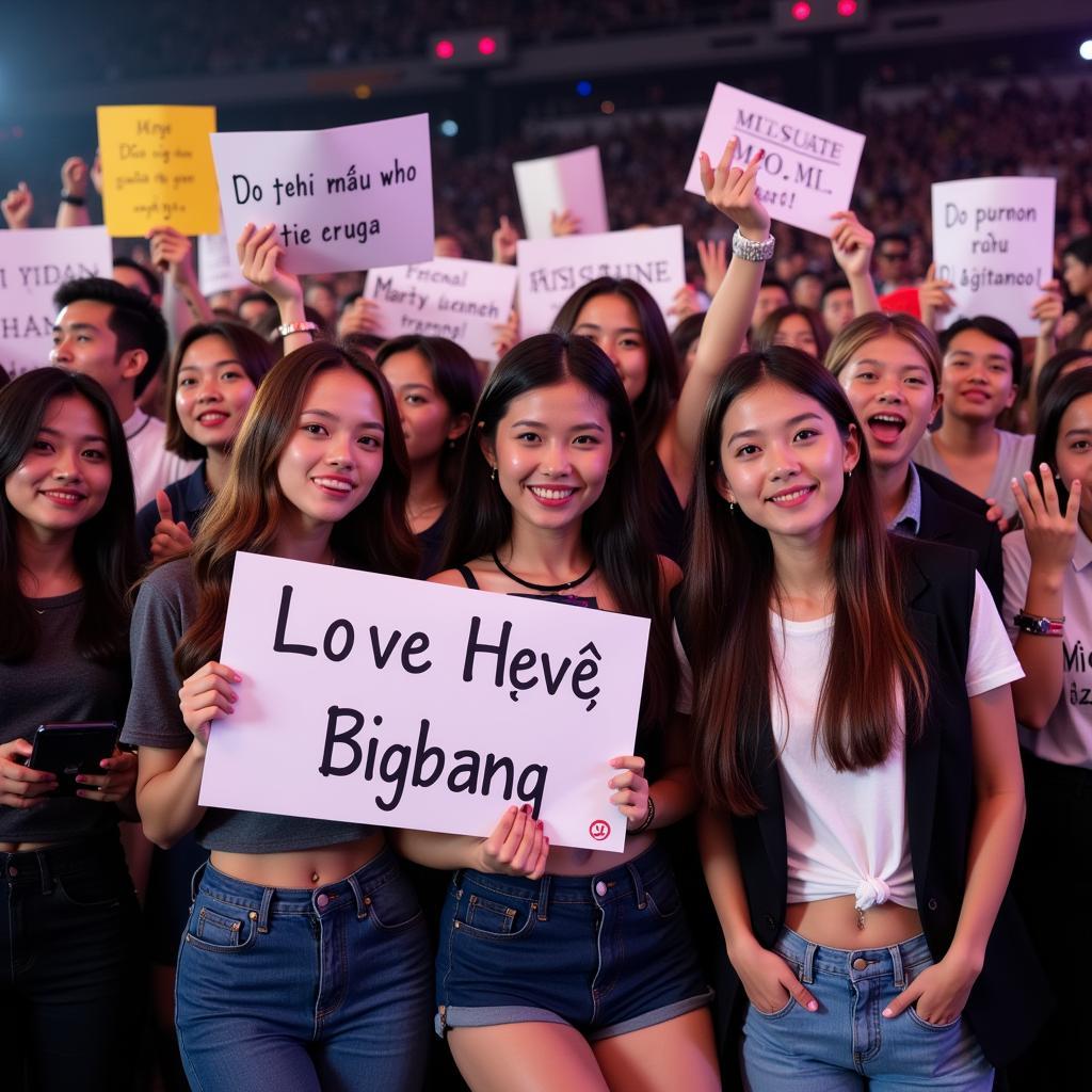 Vietnamese fans with Bigbang banners at a K-Pop event