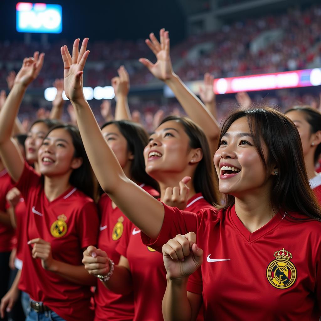 Vietnamese Female Fans Celebrating