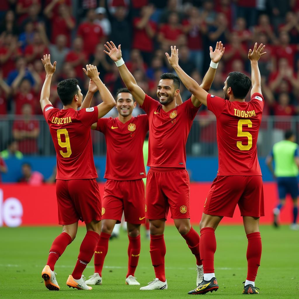  Vietnamese Football Team Celebrates Victory with Fans