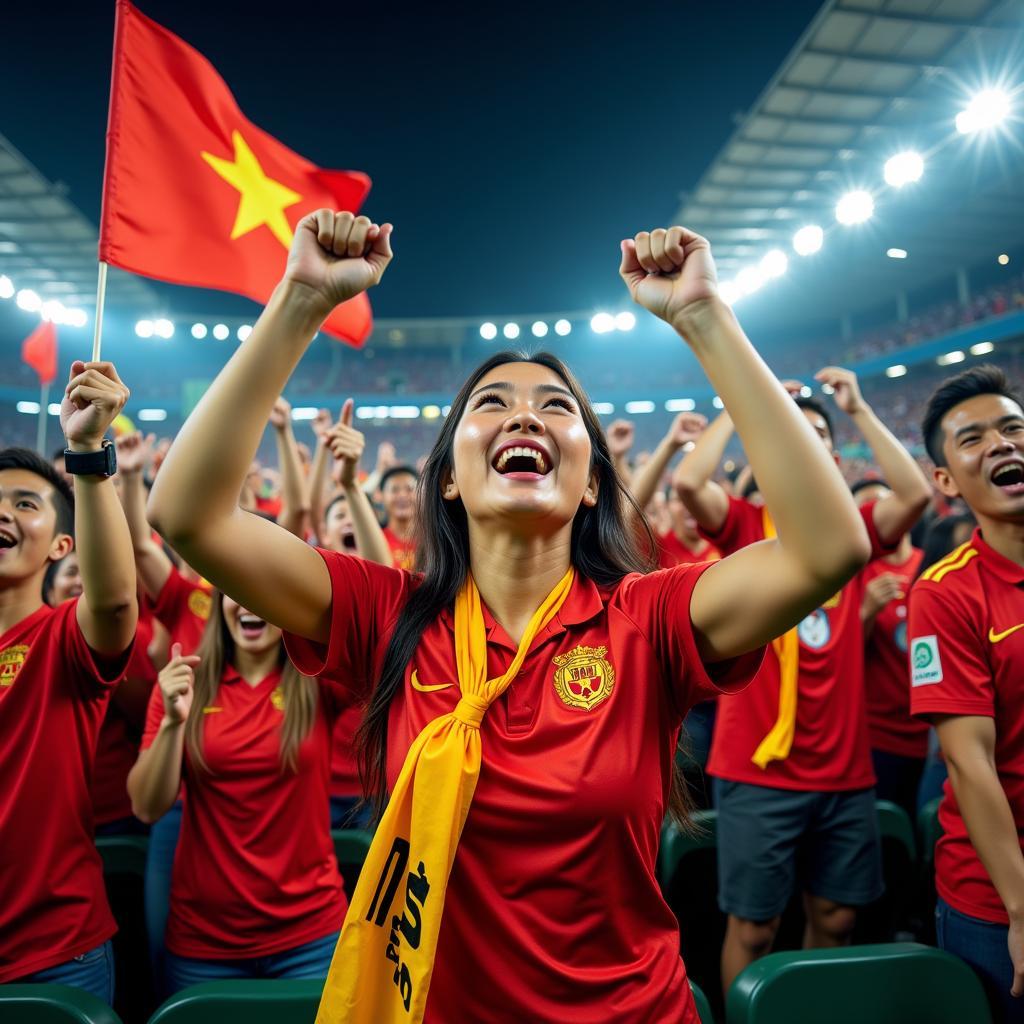 Vietnamese Football Fans in Celebration