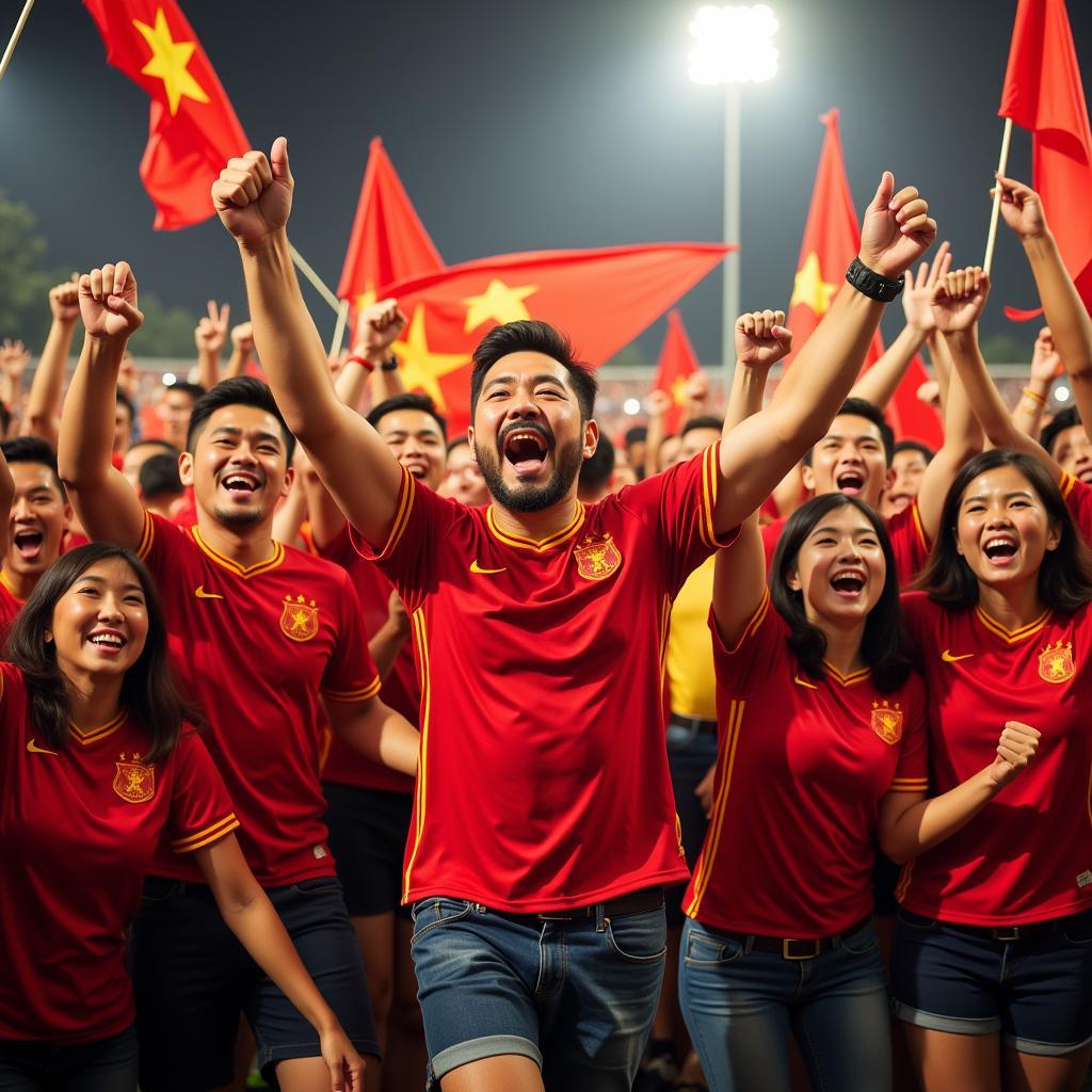 Vietnamese Football Fans Celebrating