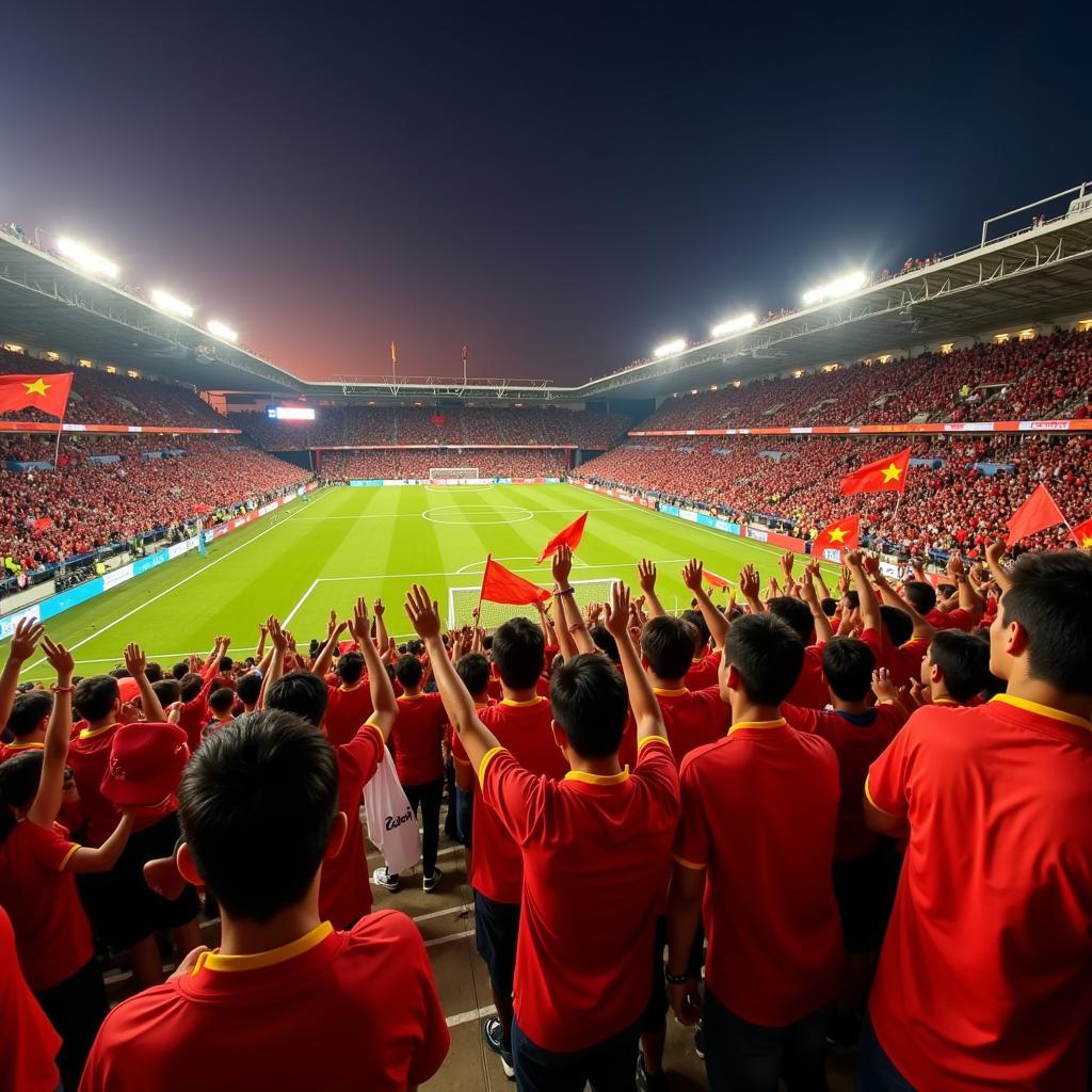 Vietnamese football fans celebrating