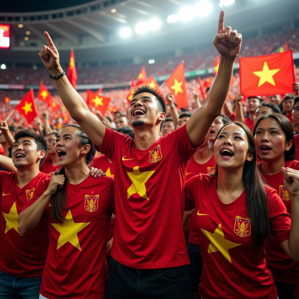 Vietnamese Football Fans Celebrating