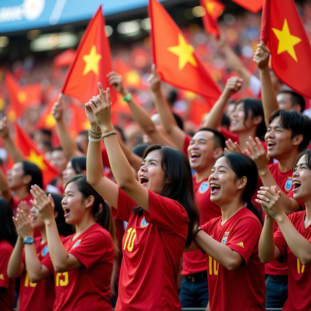 Vietnamese Football Fans Celebrating