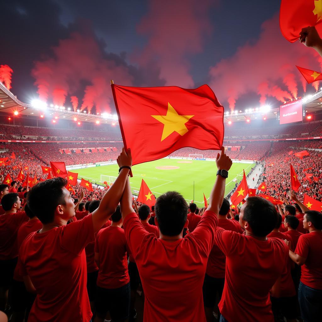 Vietnamese football fans cheering