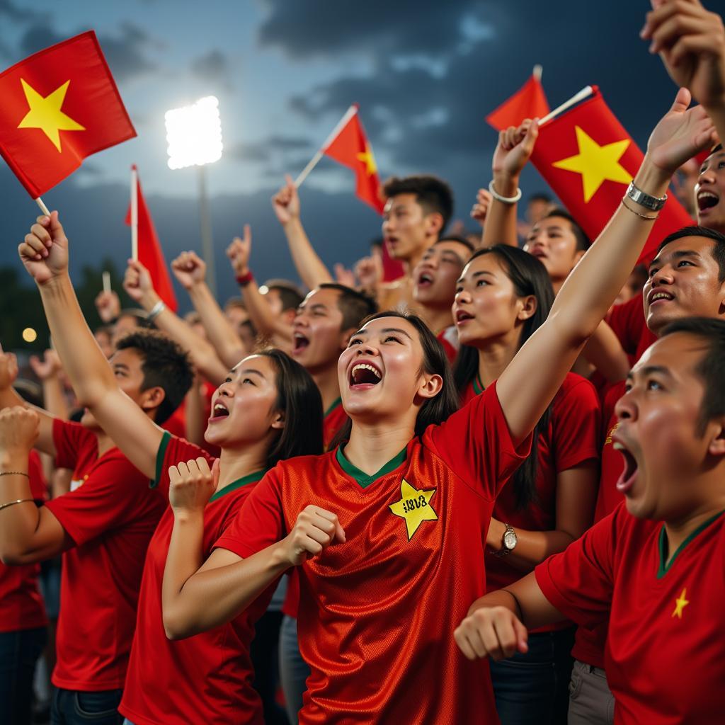 Vietnamese Football Fans Celebrating