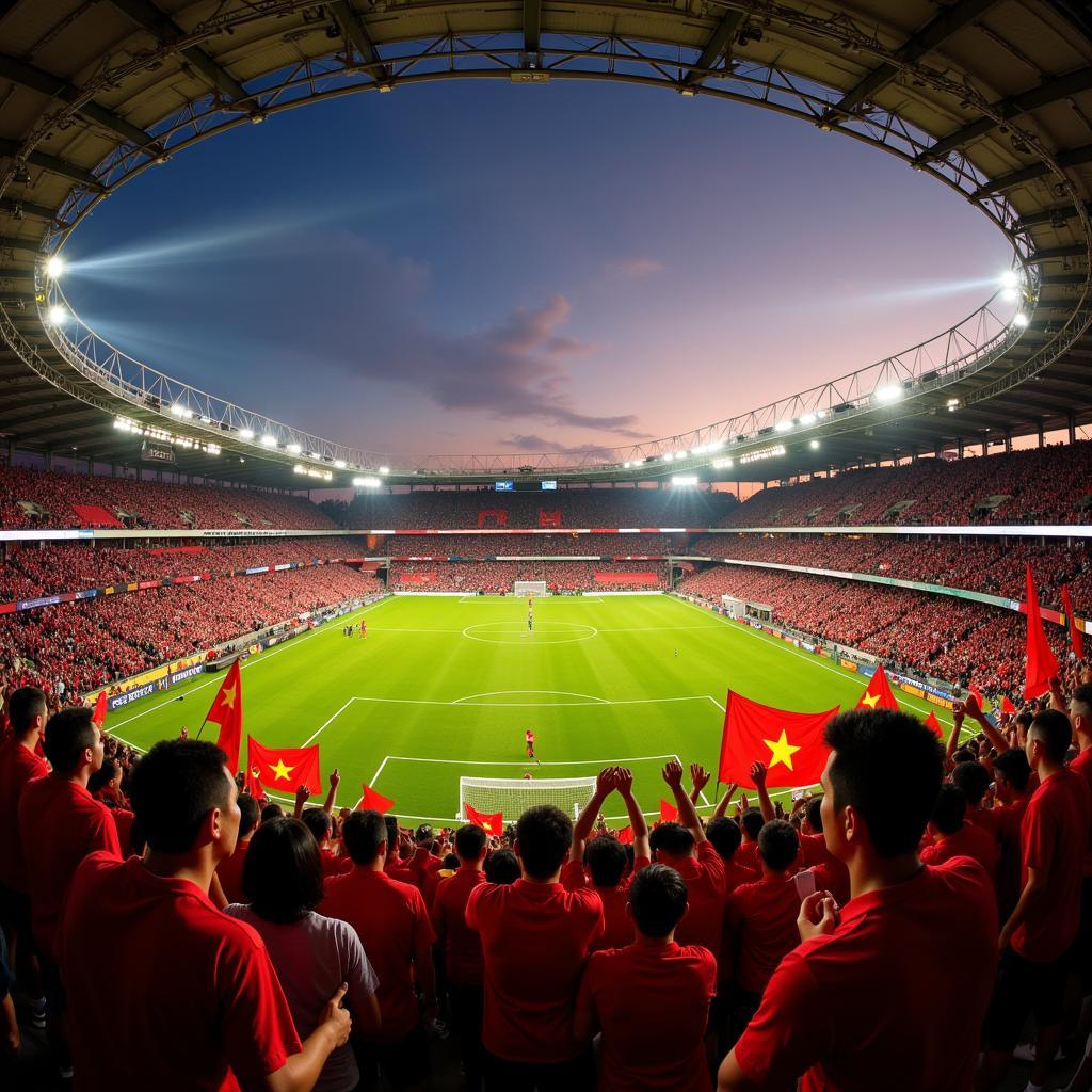 Vietnamese football fans celebrating a victory