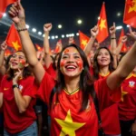 Vietnamese football fans celebrating a victory