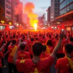 Vietnamese Football Fans Celebrate a Victory