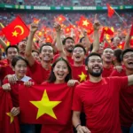 Vietnamese football fans celebrating a victory