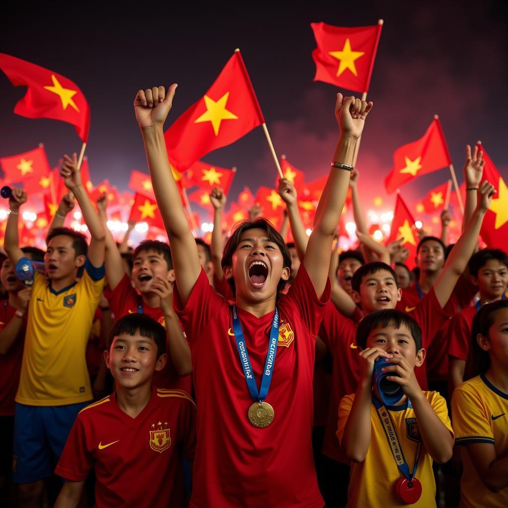 Vietnamese Football Fans Celebrating Victory