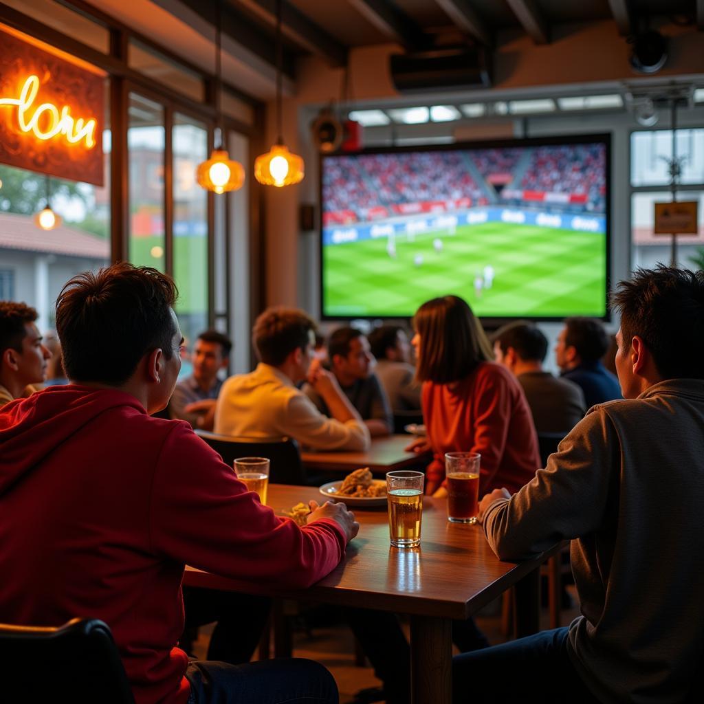 Vietnamese football fans watching a game together