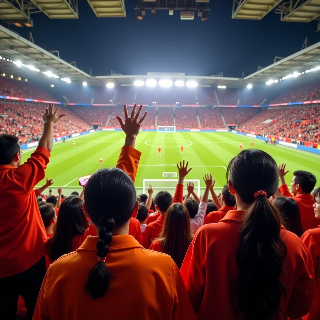 Vietnamese football fans proudly wearing fan rings