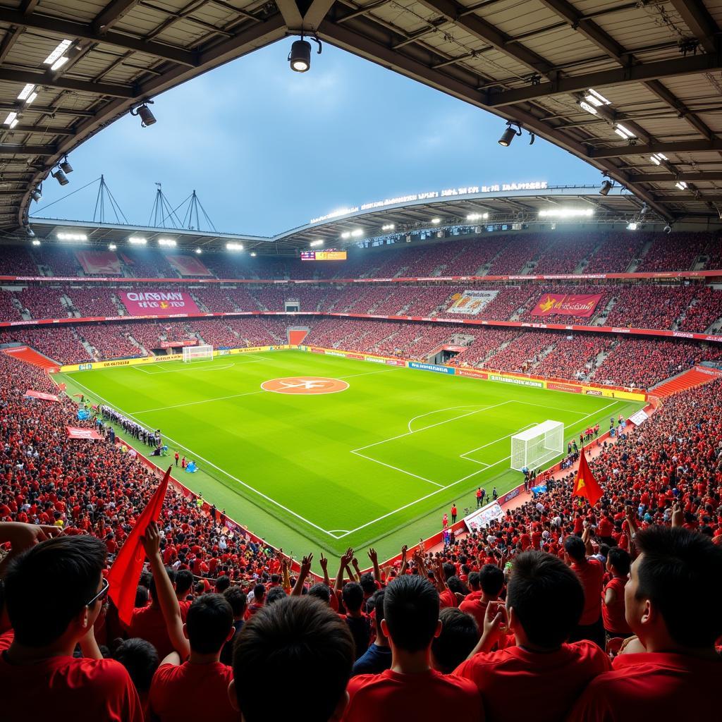 Packed Stadium in Vietnam During a Football Match