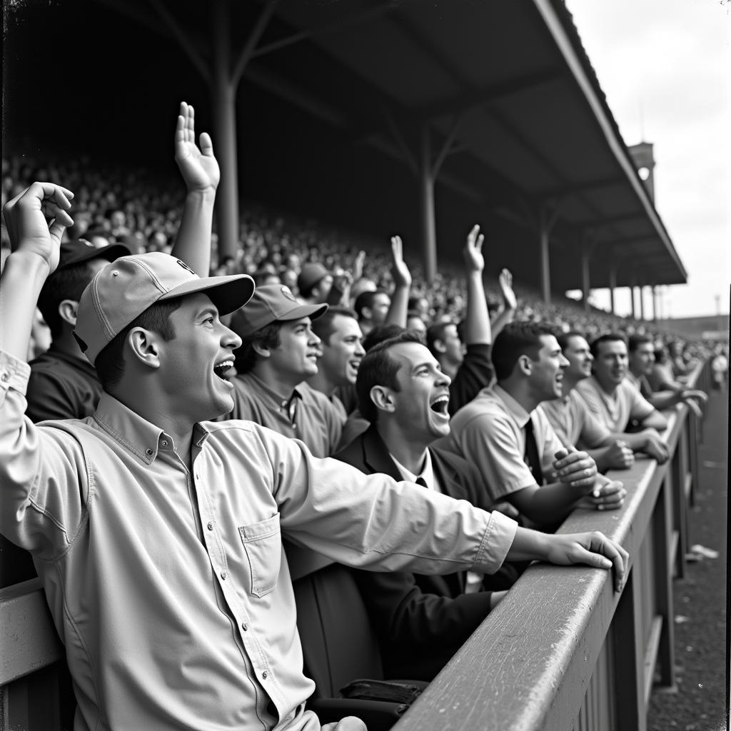 Vintage Photo of Baseball Fans Cheering 