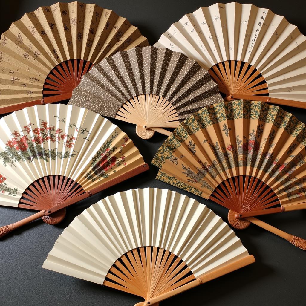 Vintage Japanese holding fans on display