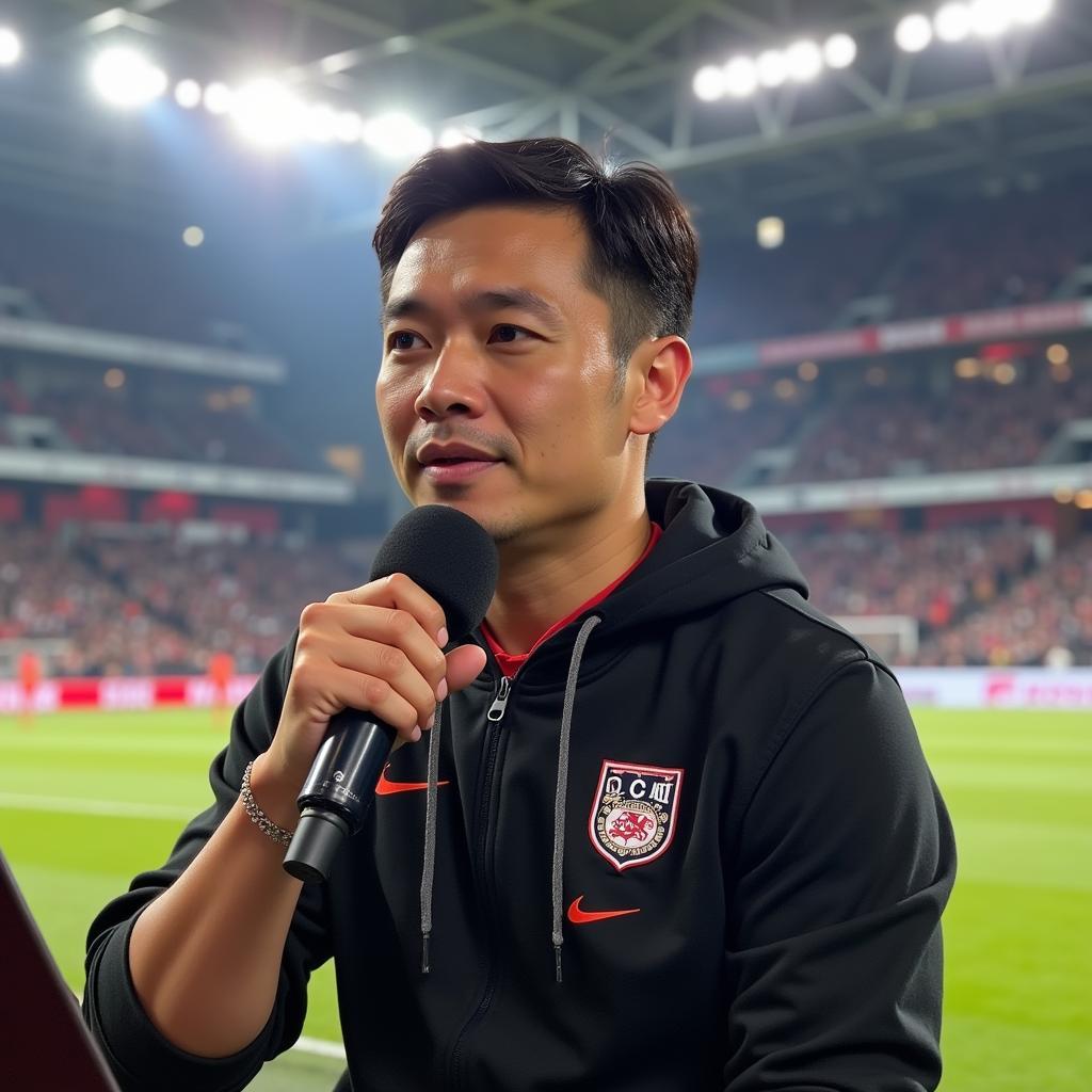 Vu Quang Huy commentating a football match