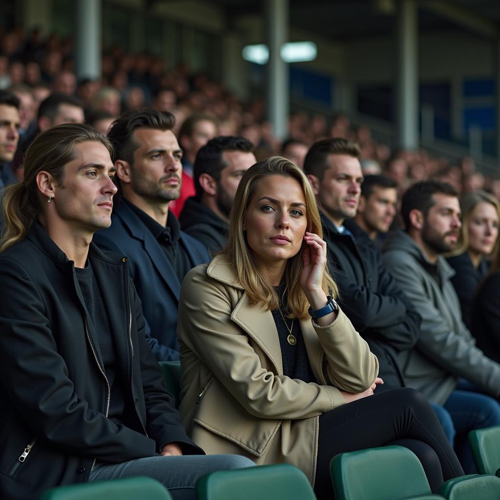 Footballer's Girlfriend Watching Match