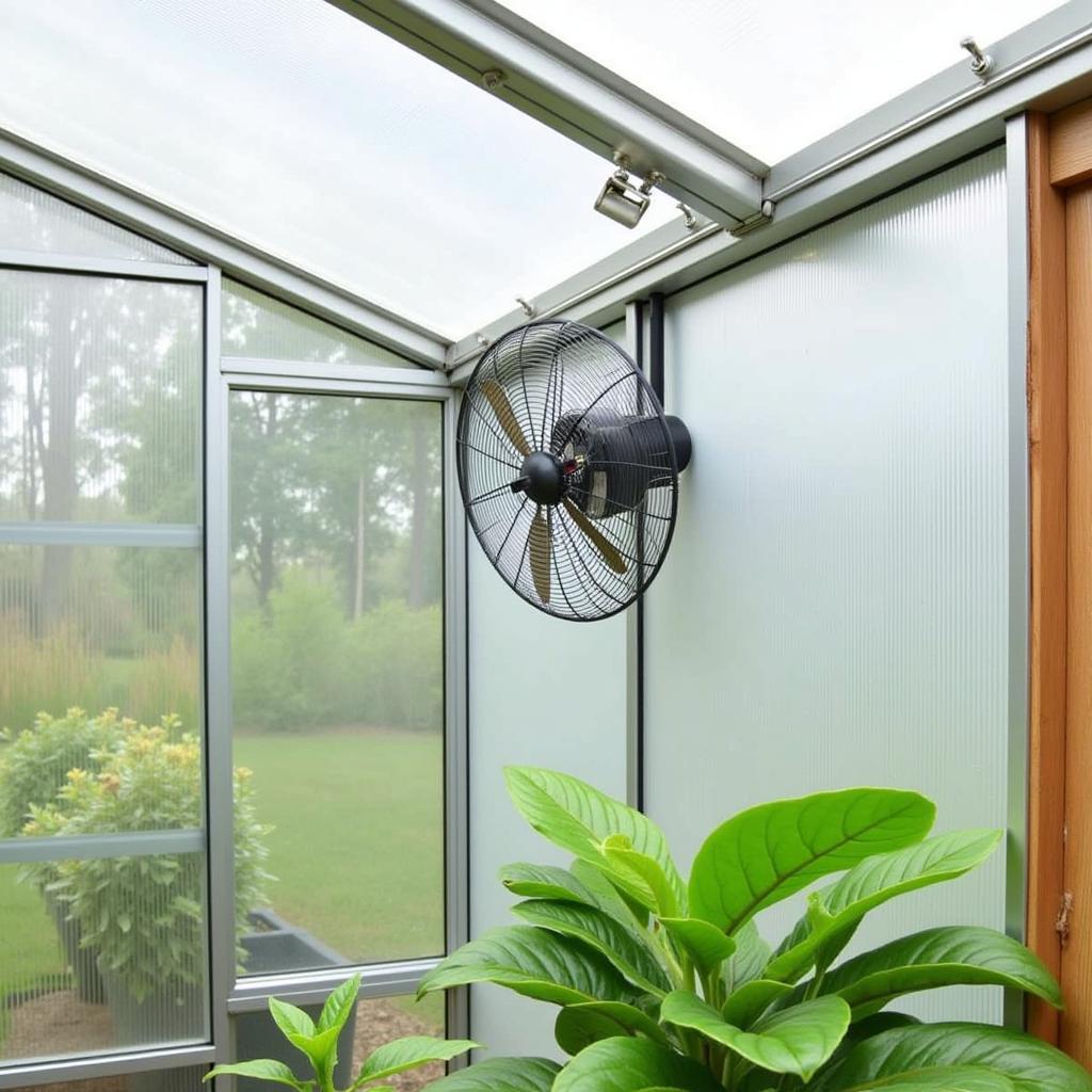 Wall fan for greenhouse ventilation