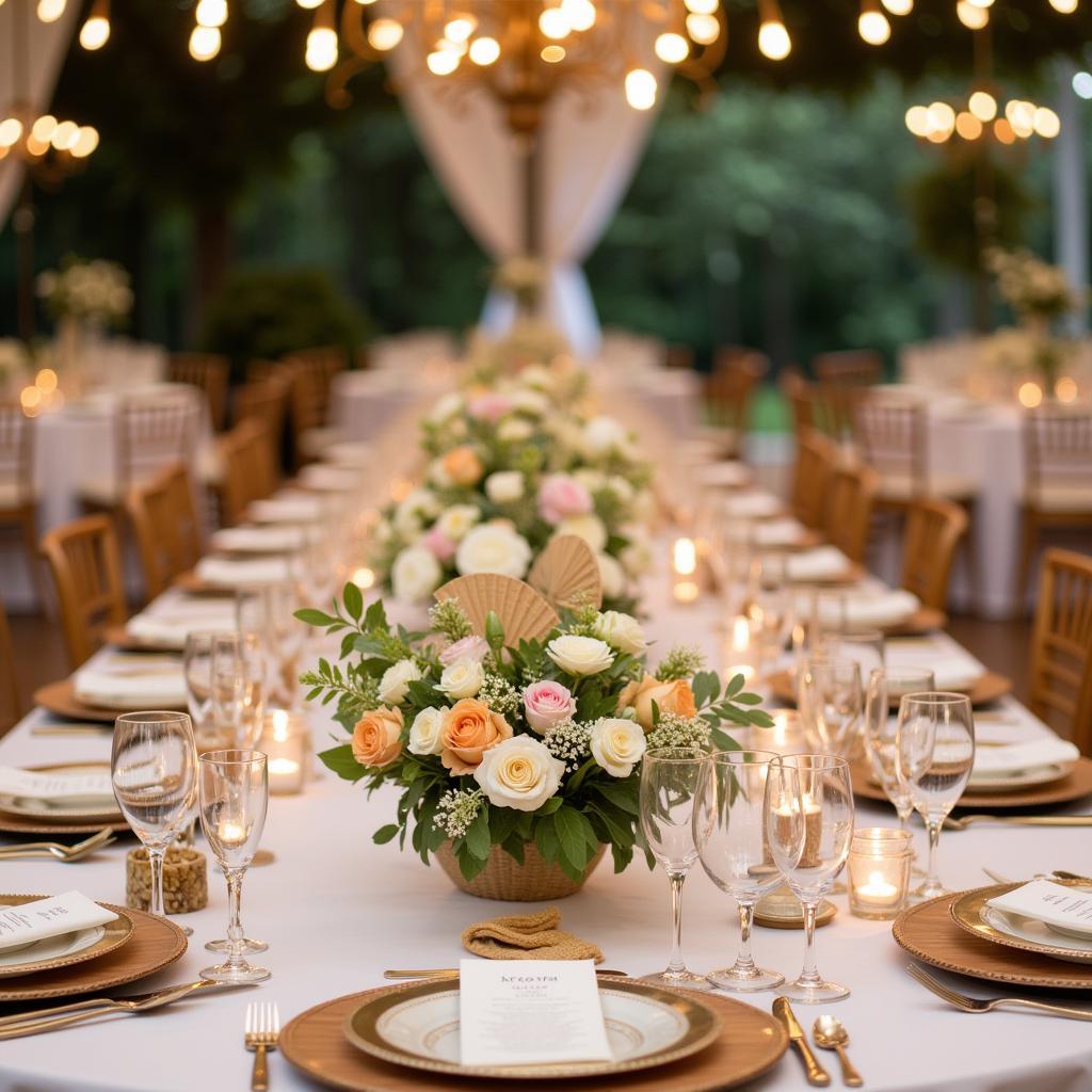 Wedding Hand Fans as Table Decor