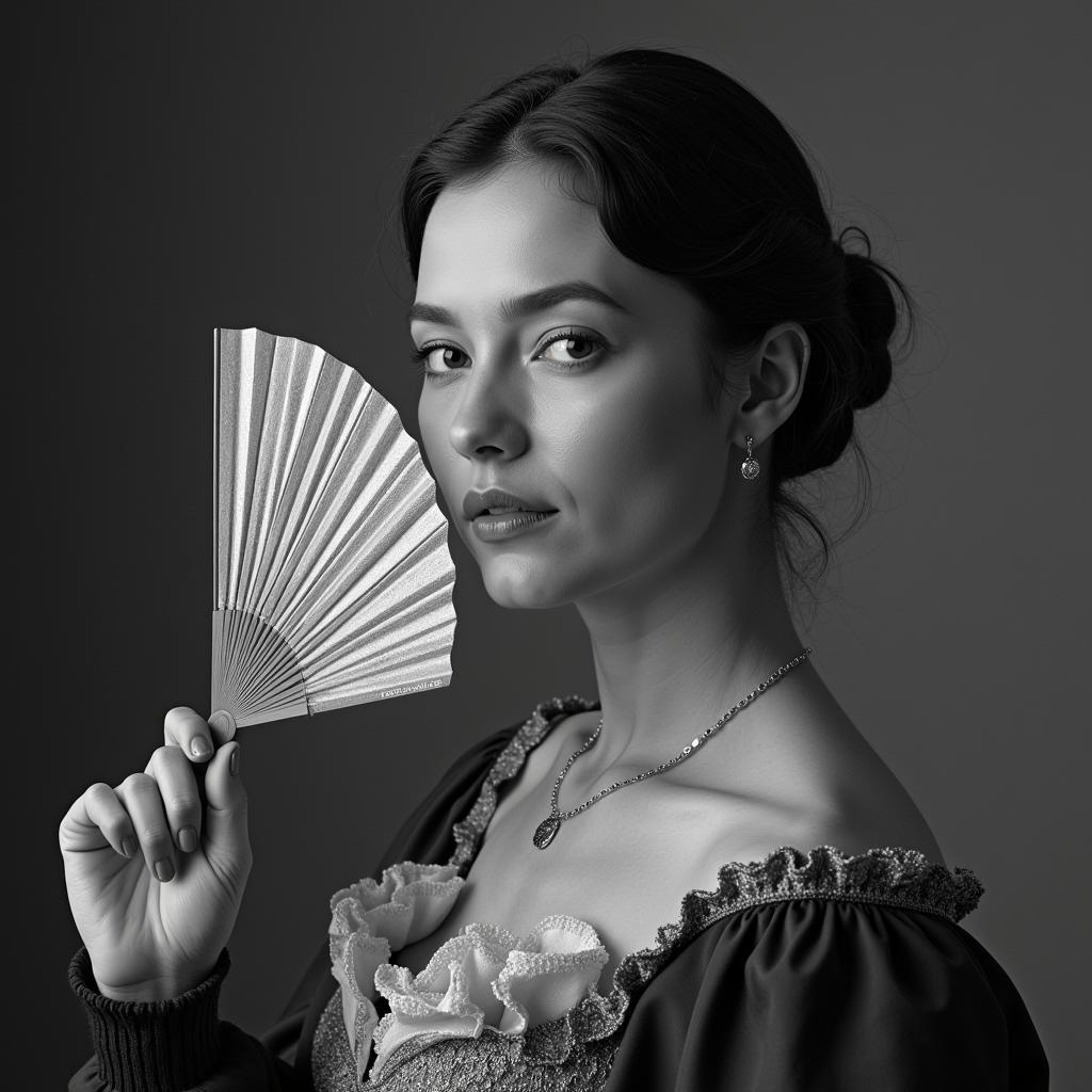 Woman holding a fan in the 19th century