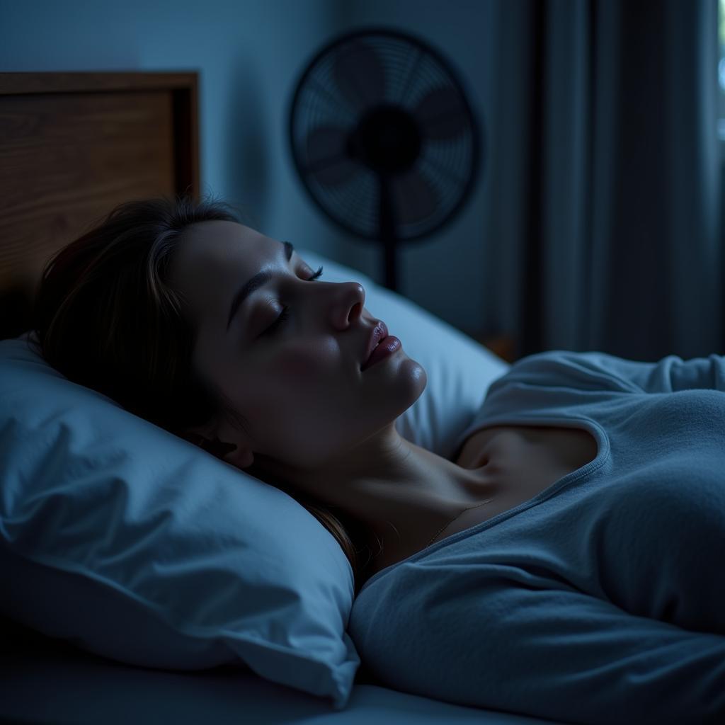 Woman Sleeping Peacefully with Fan