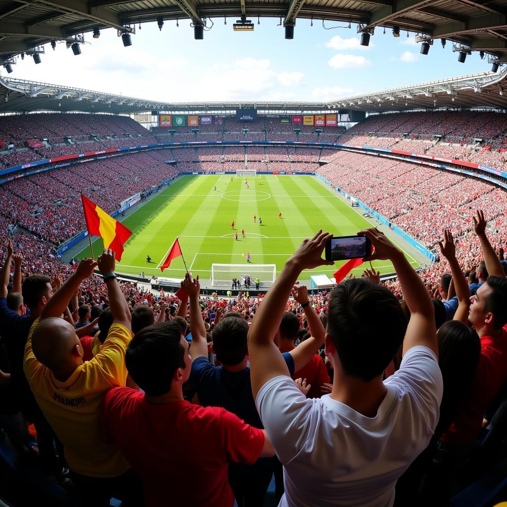 Fans celebrating a goal at the 2018 World Cup