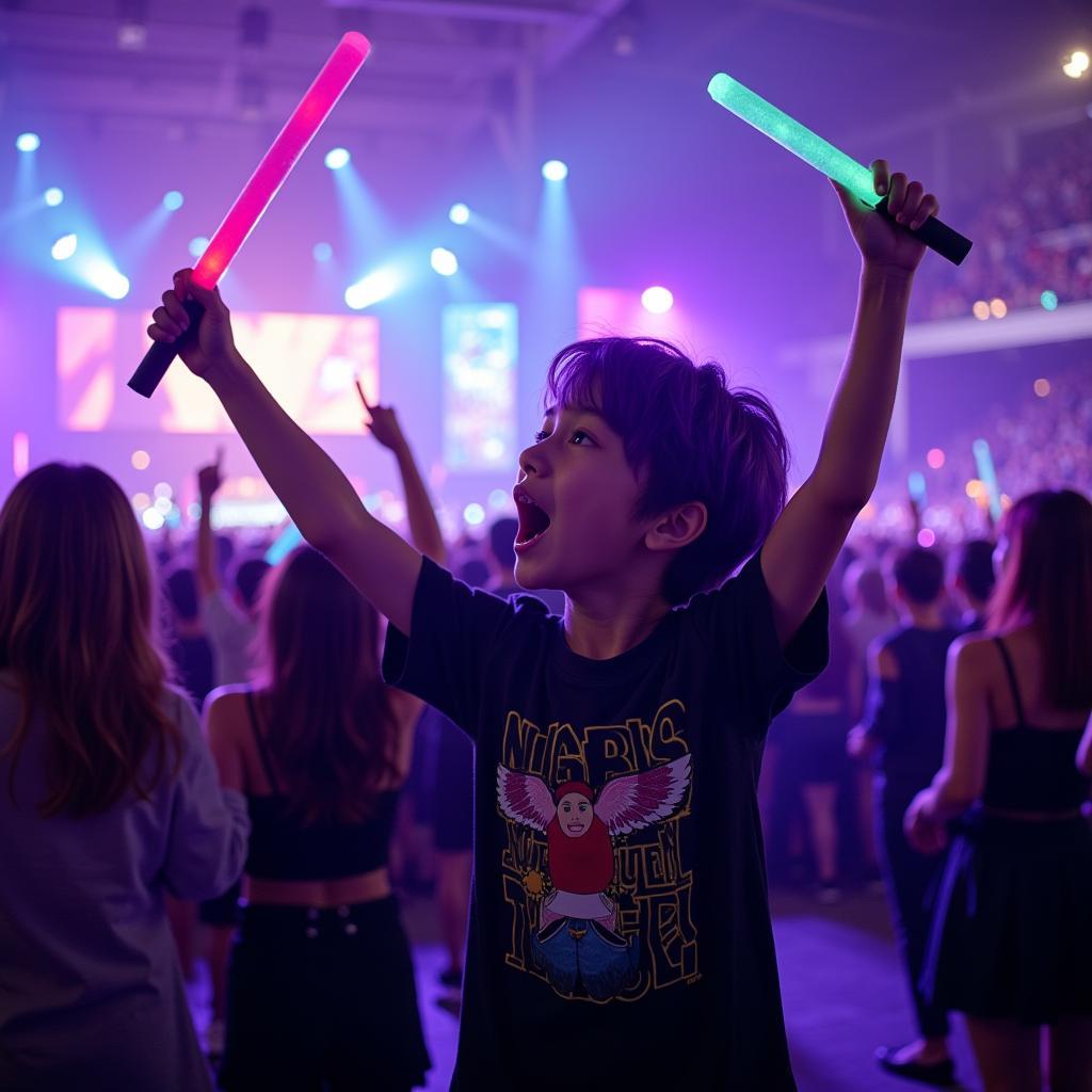 Excited Young Fanboy at BTS Concert