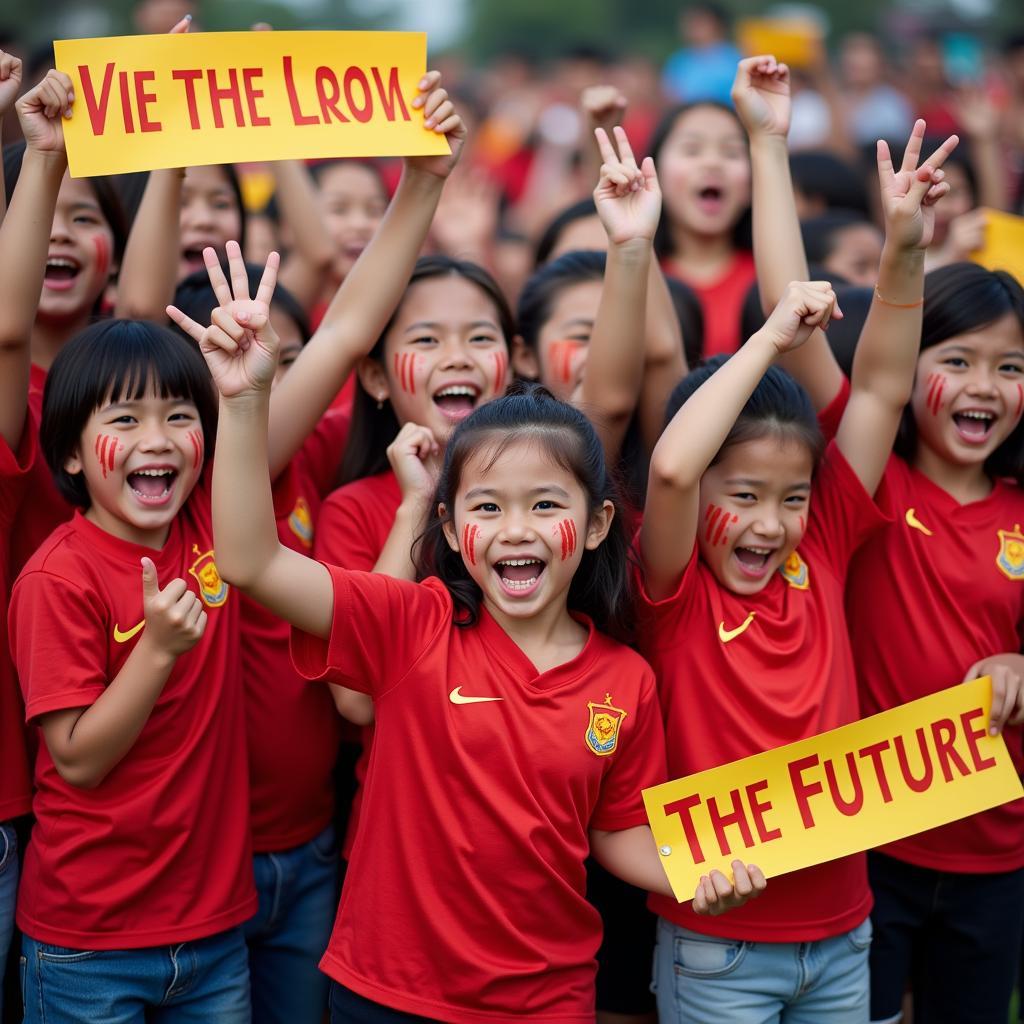 Young Vietnamese fans cheering for their team