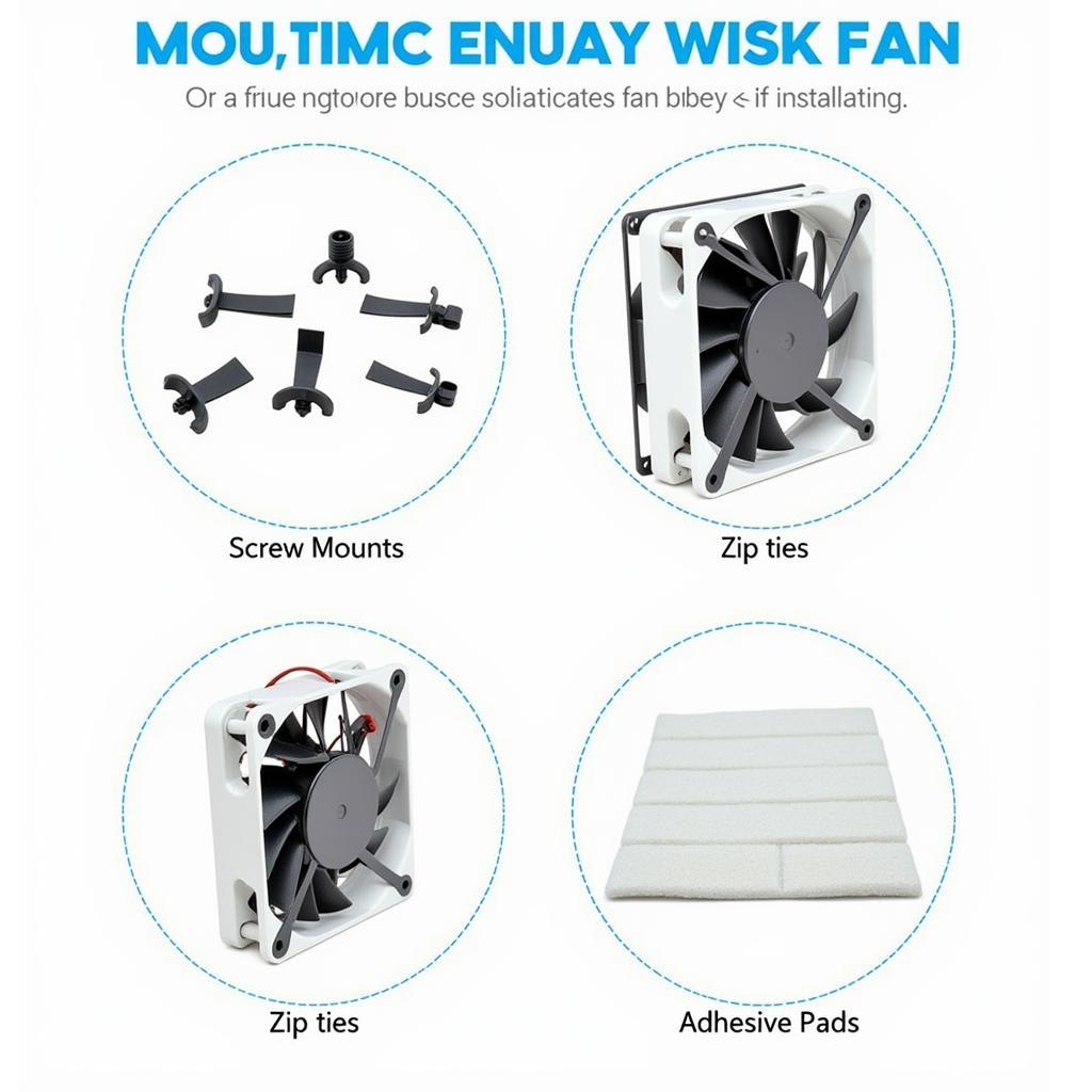 Different mounting options for a 12v 6x6 fan