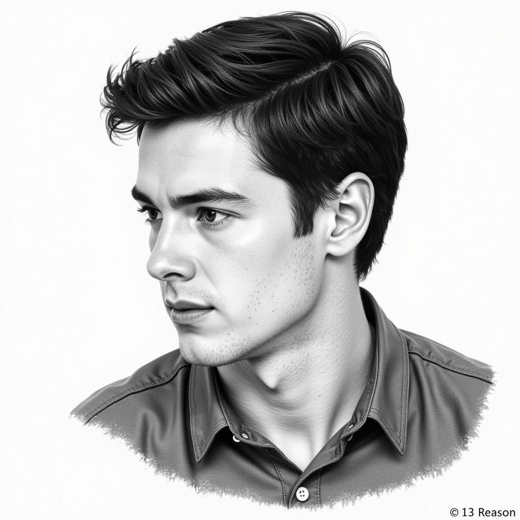 13 Reasons Why fan art portrait of Clay Jensen, a main character in the show