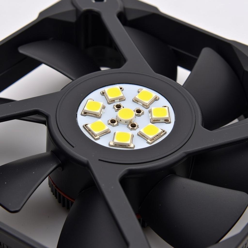 Close-up view of a 15 lights LED silent fan PC