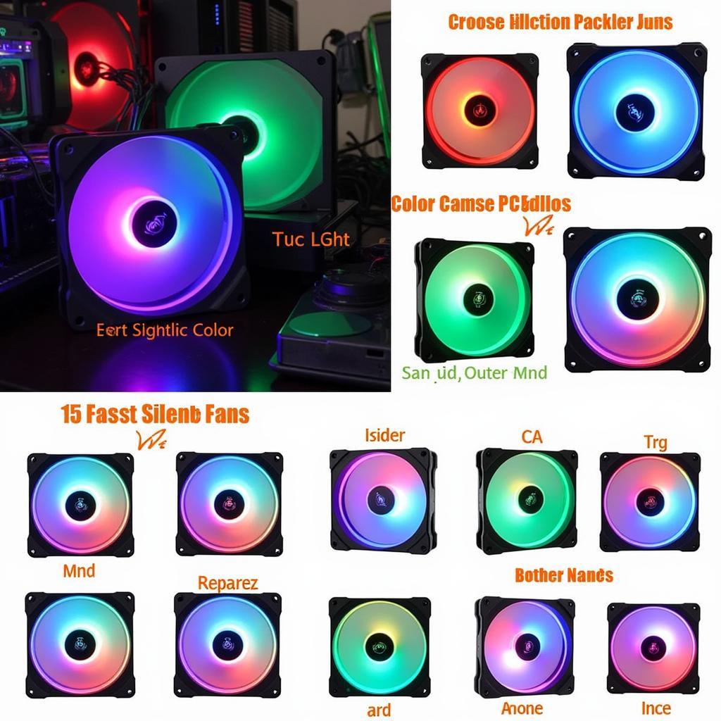 15 lights LED silent fans in different colors