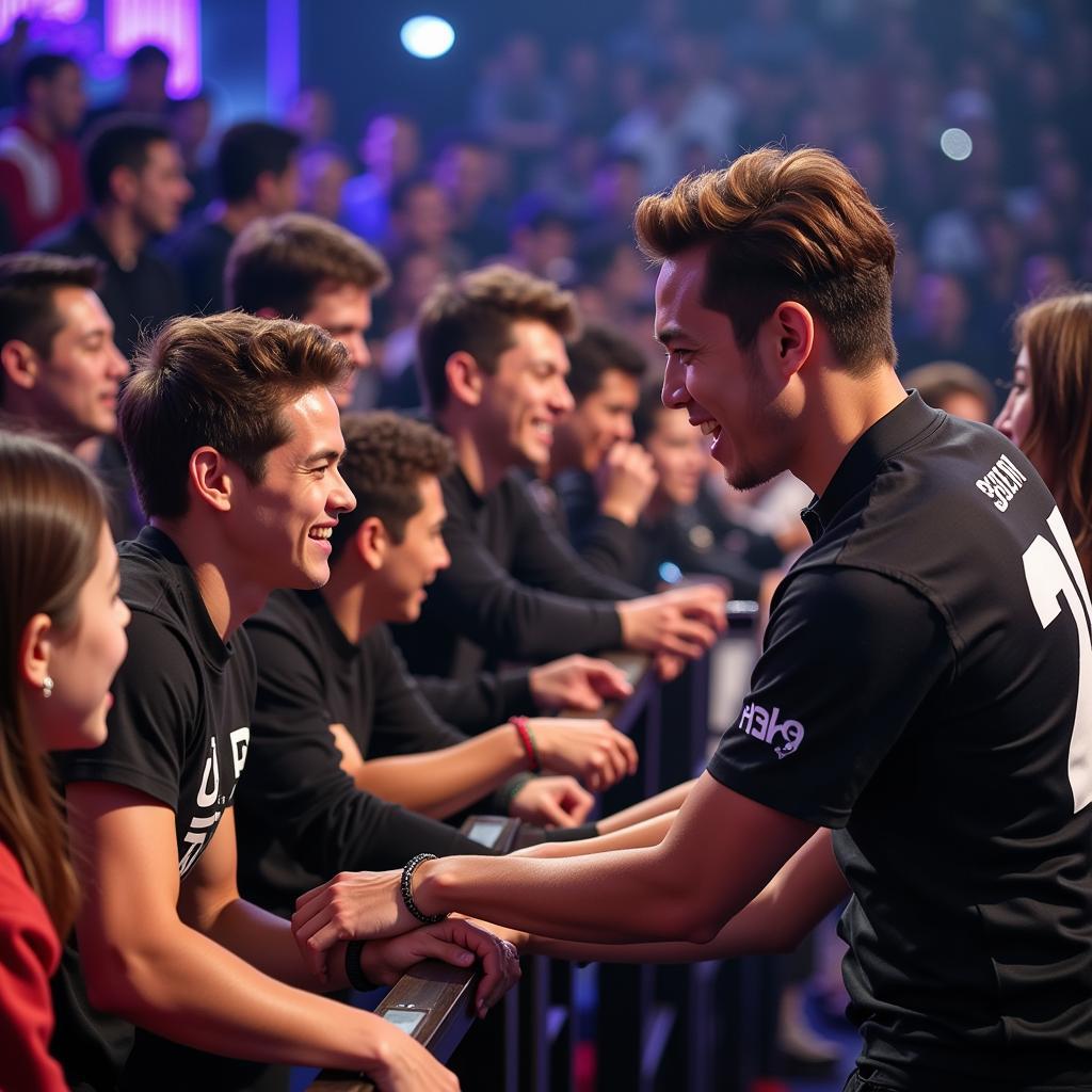 2PM members interacting with fans during a game segment at their 2016 fan meeting.