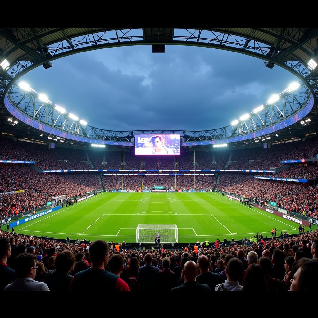 3D LED Fan Ban Displaying Advertising in a Football Stadium