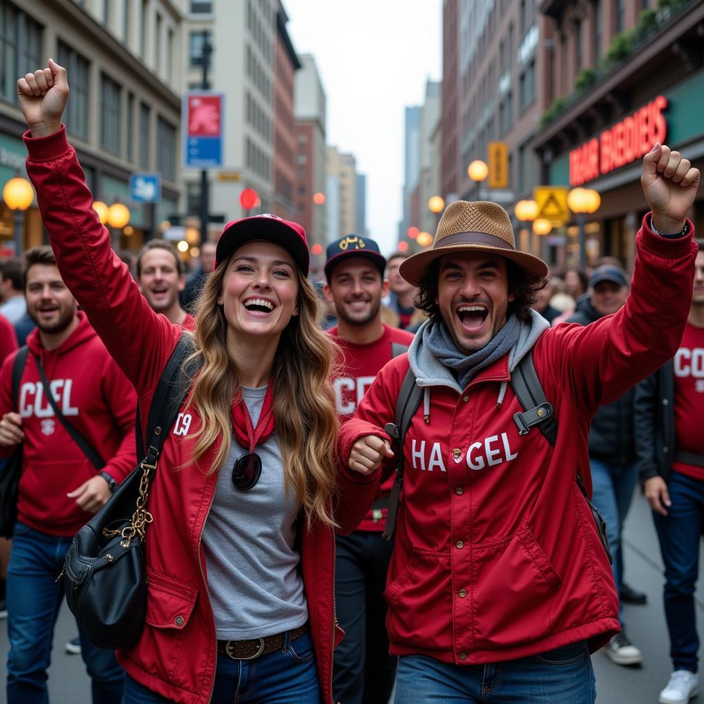 Fans celebrating a victory in San Francisco.