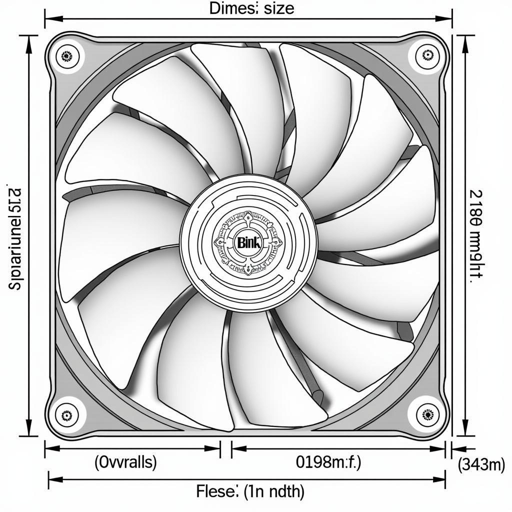 800mm CPU Fan Dimensions and Hole Spacing Diagram