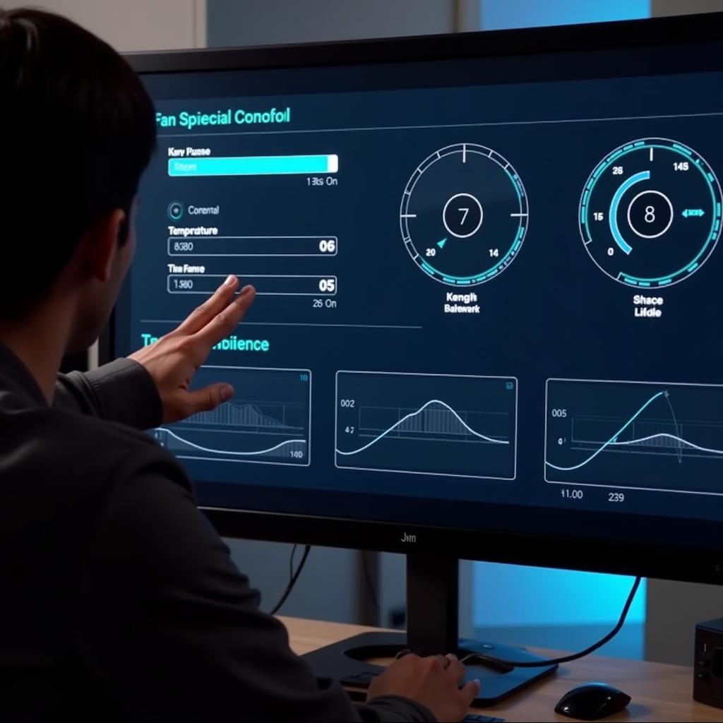 User adjusting fan speed through computer control panel