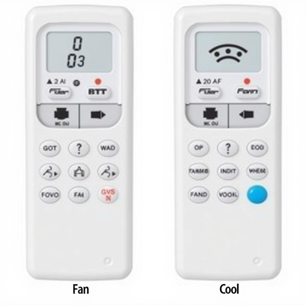 Remote Control for Air Conditioner showing Fan and Cool Modes