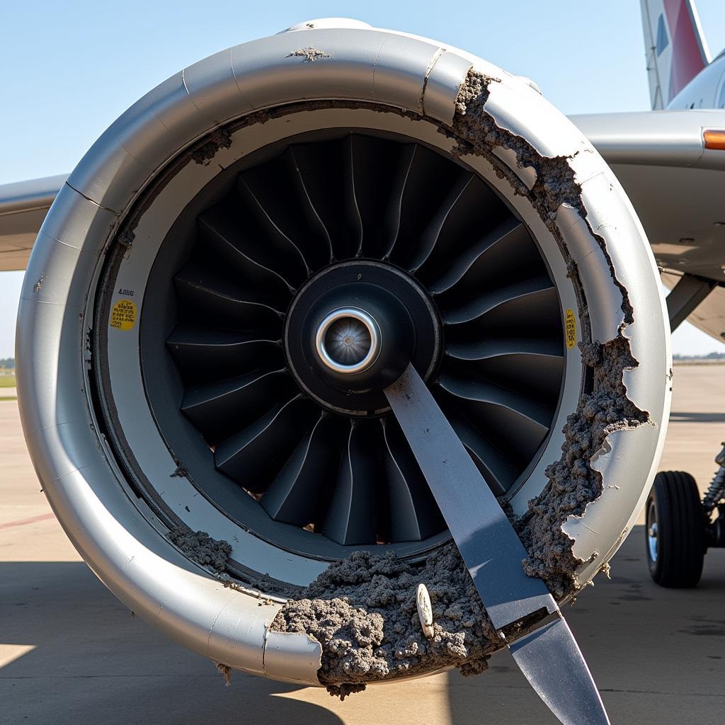 Airplane Engine Fan Blade Failure Aftermath