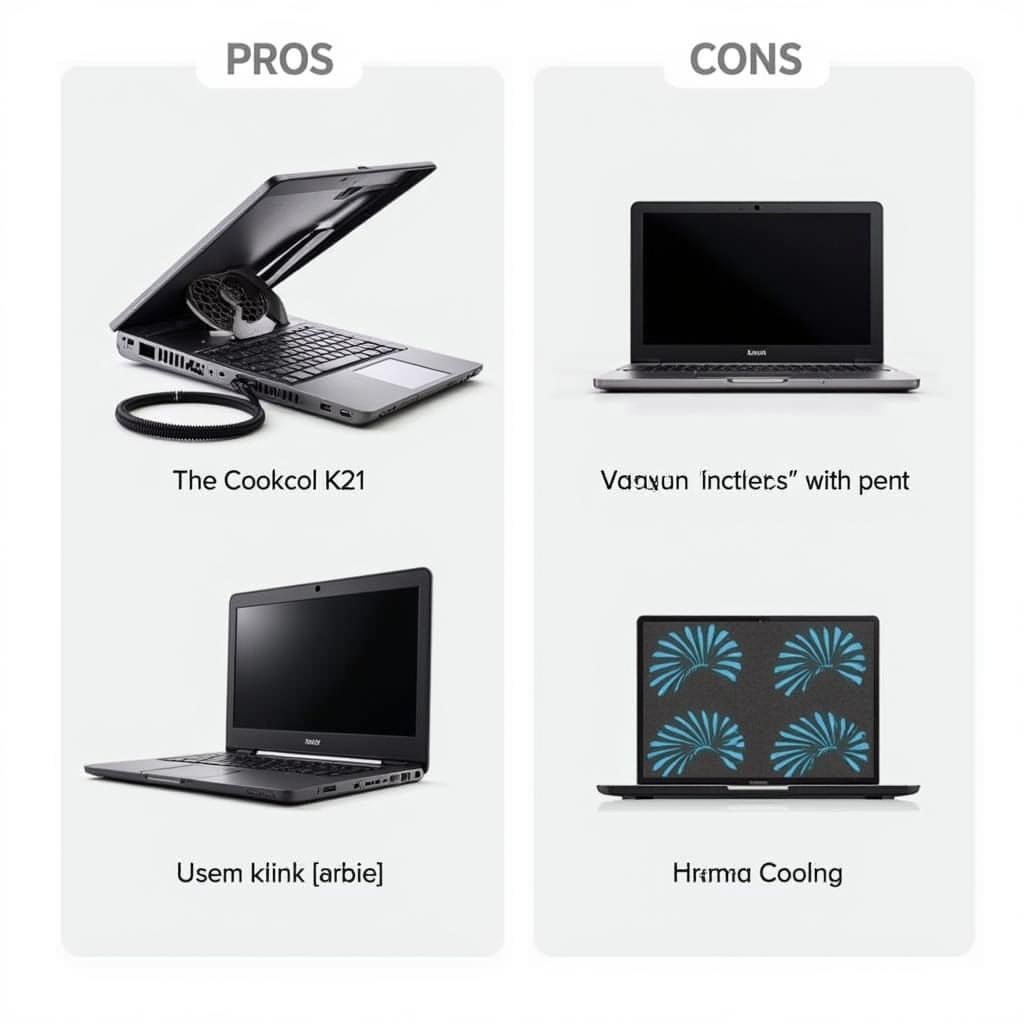 Various laptop cooling solutions including vacuum coolers and internal cooling pads