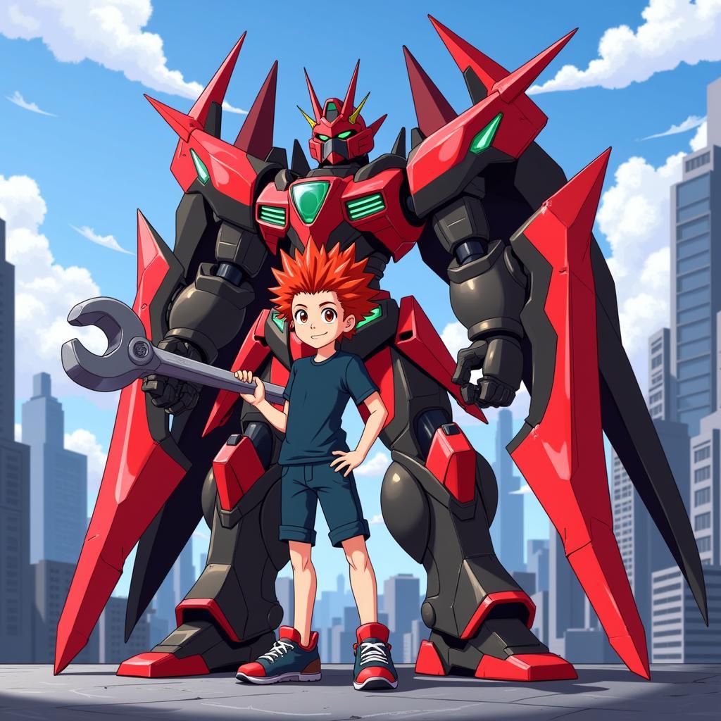 Anime Boy with Custom Mecha Design