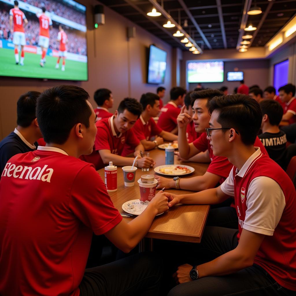 Members of an Arsenal fan club in Vietnam meeting