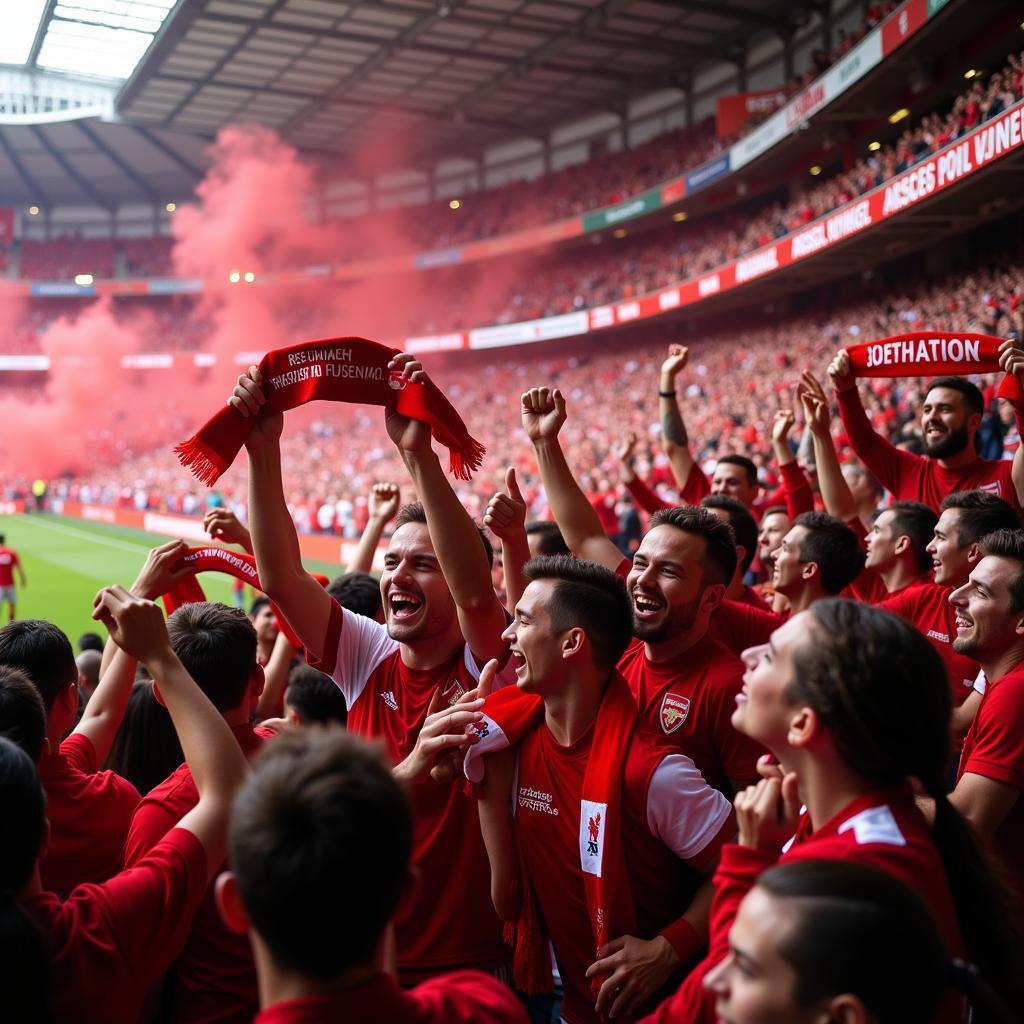 Arsenal fans celebrating a victory