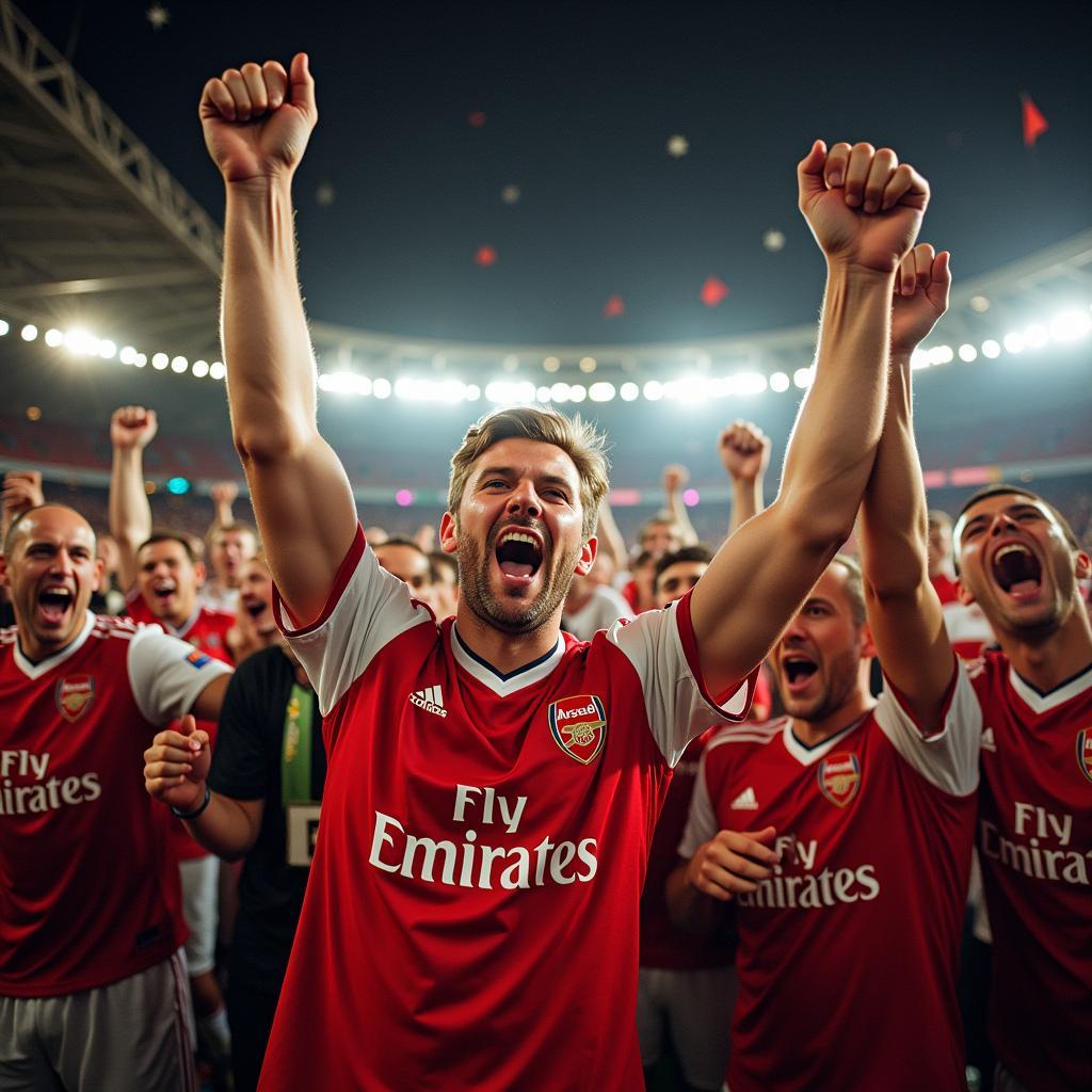 Arsenal fans celebrating an FA Cup victory