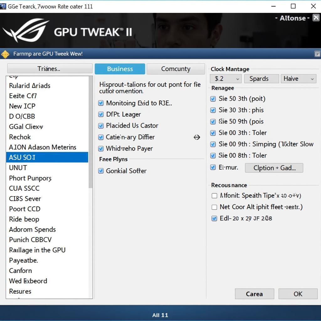 ASUS GPU Tweak II Software Interface